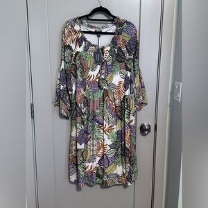 Ninety Multicolor Leaf Print dress